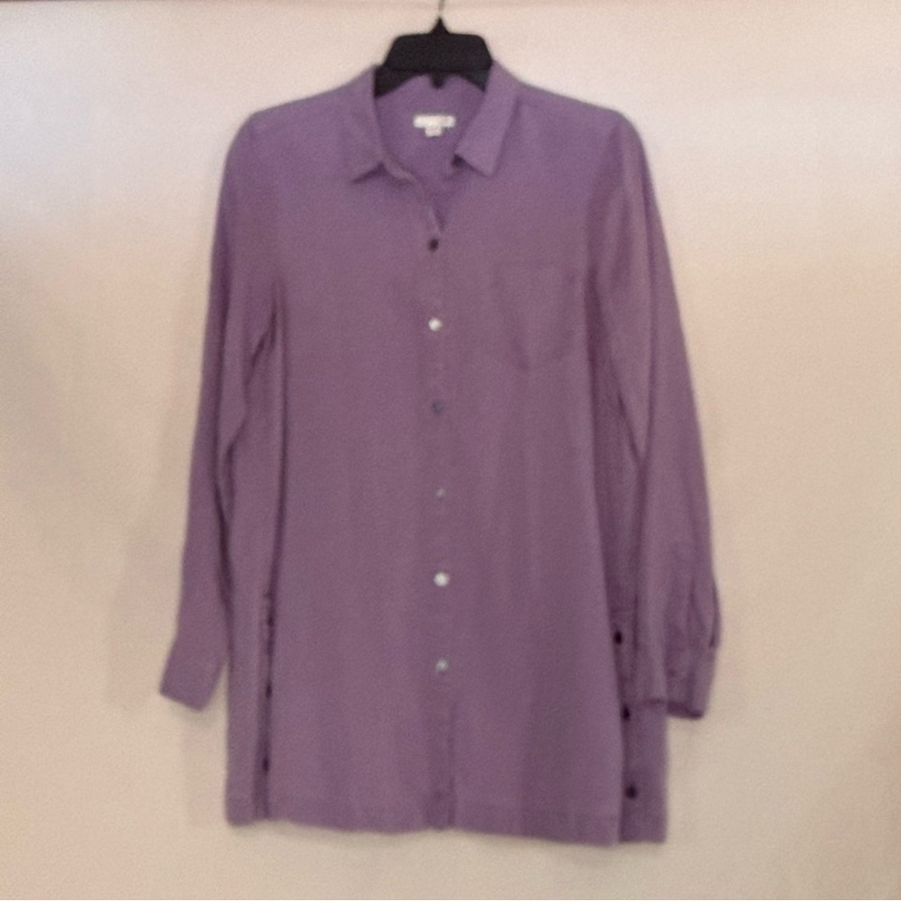 J. Jill Lavender Button-Down Long Sleeve Shirt Size Small EUC